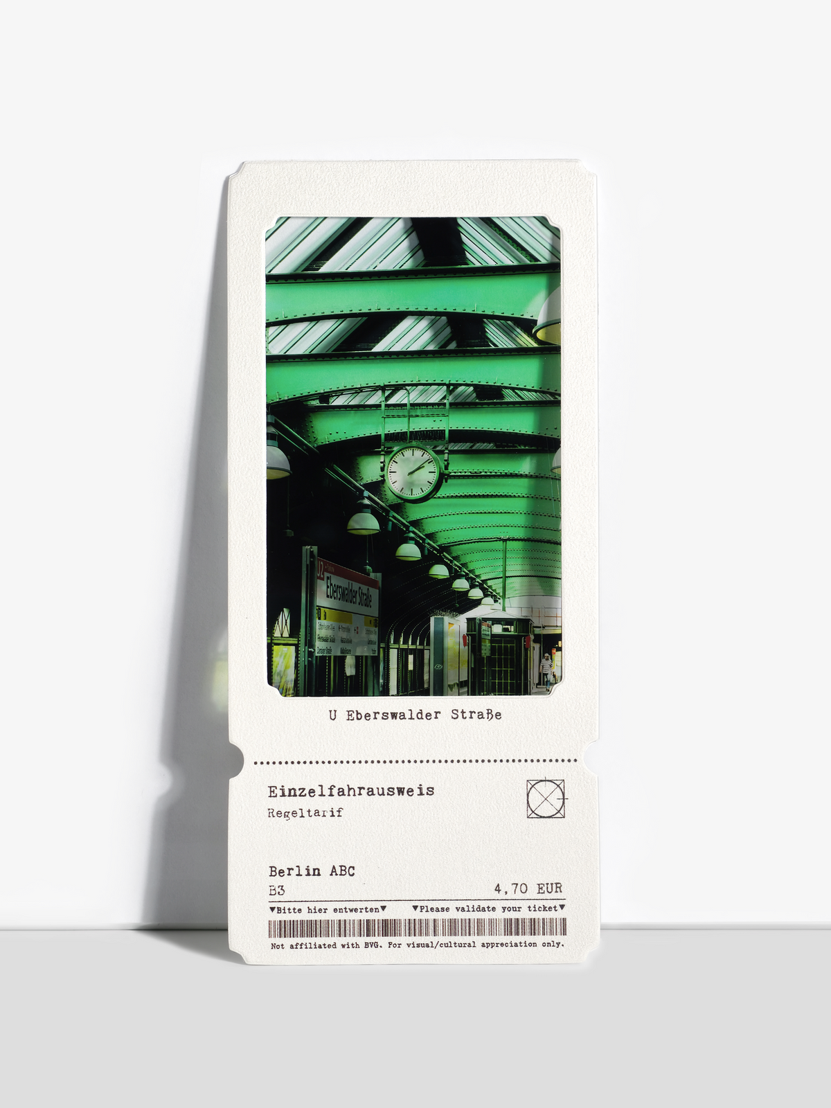 Real-life Eberswalder Straße station details with green clock
