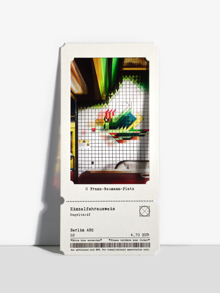 Franzneumann Platz subway stairs featuring mosaic bird art