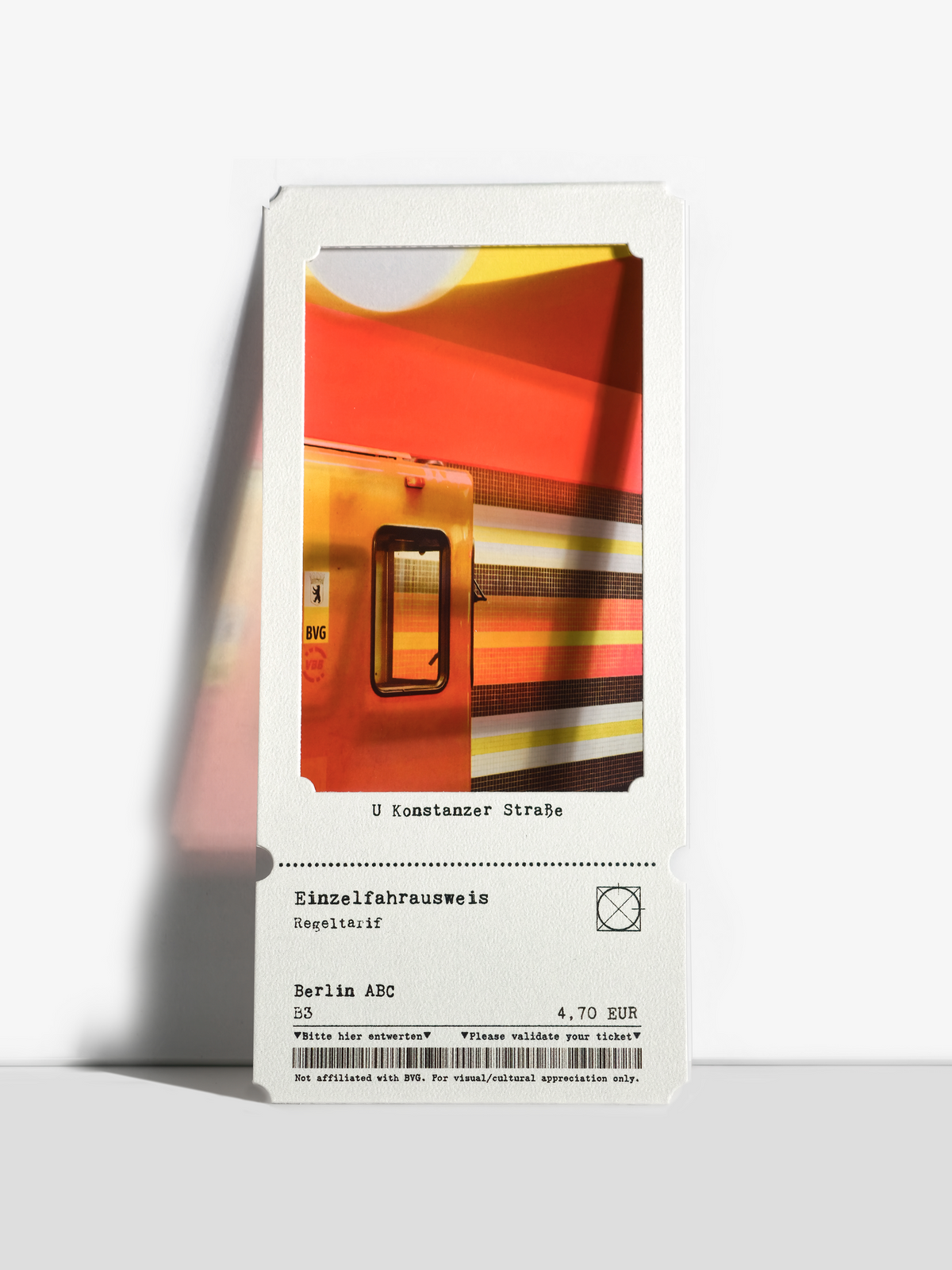 Real Konstanzer Straße U-Bahn scene with orange, yellow, and white motion stripes.