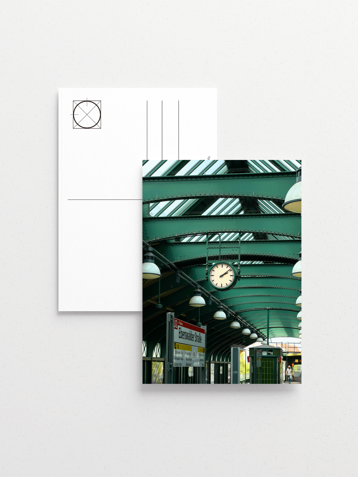 Eberswalder Straße U-Bahn station with green steel beams and glass skylight