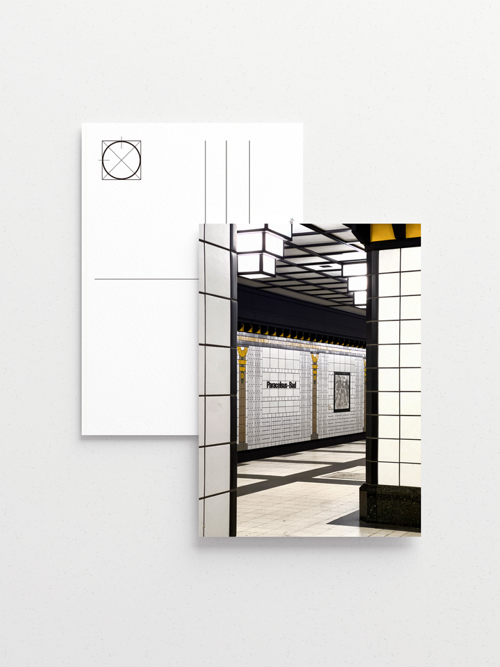 Medieval bathing mural on white subway tiles with black frame