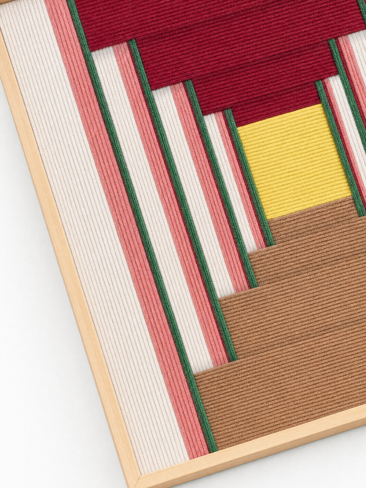 Handmade yarn wall art featuring Berlin U-bahn and Altstadt Spandau motifs with minimalist design.